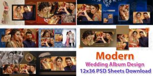 Modern Wedding Album Design 12x36 PSD Sheets Download