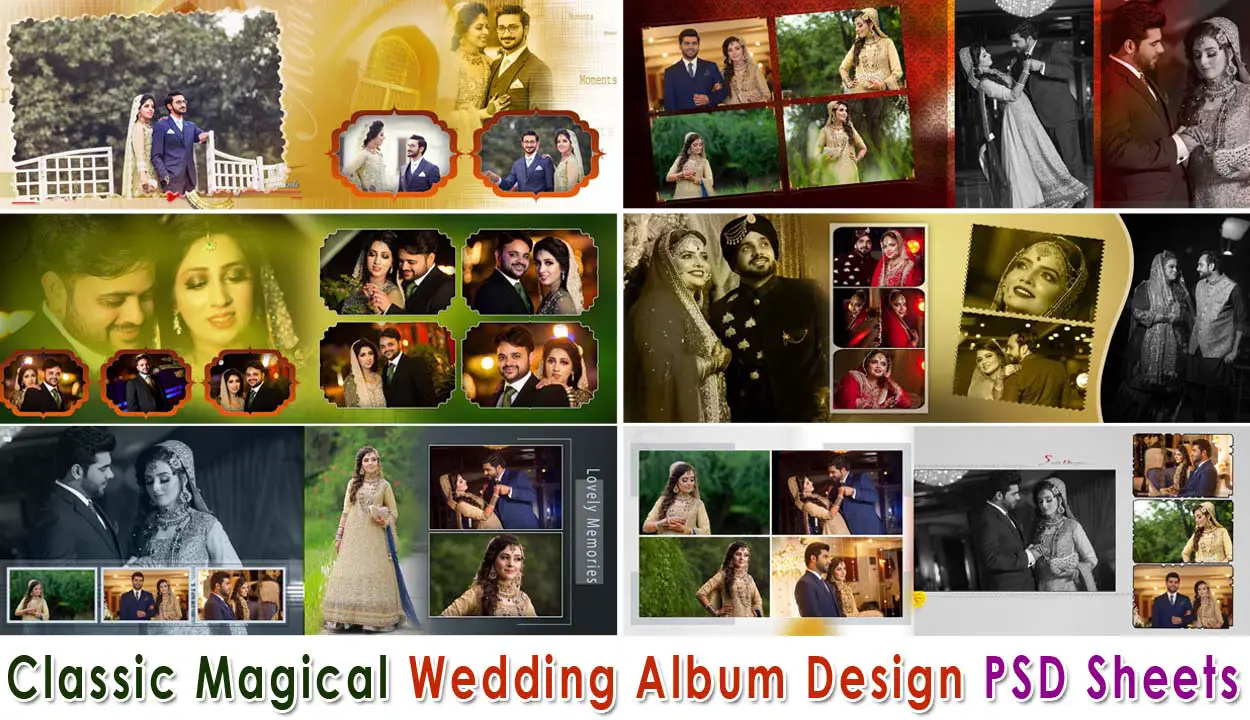 Classic Magical Wedding Album Design PSD Sheets