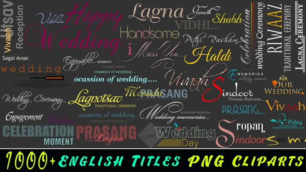 1000+ English Titles PNG Cliparts For Wedding Album Designs