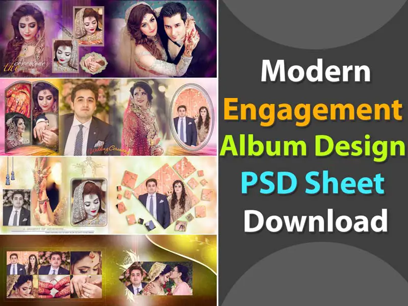 Modern Engagement Album Design PSD Sheet Download