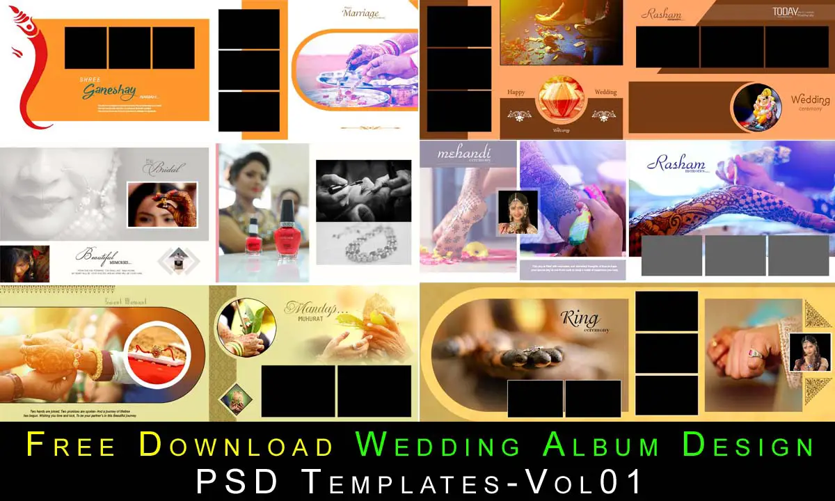 Free Download Wedding Album Design PSD Templates-Vol01