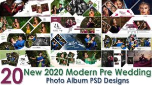 New 2020 Modern Pre Wedding Photo Album PSD Designs