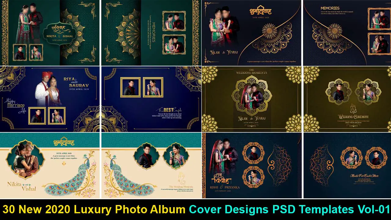 New 2020 Luxury Photo Album Cover Designs PSD Templates Vol-01