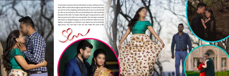 Pre wedding album page template for Photoshop 12x36 template 05 preview