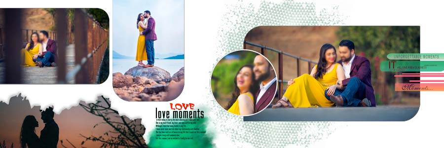 Bride and groom album layout PSD 12x36 template 02 preview