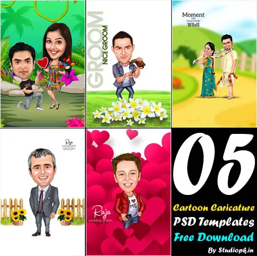 Free Download 05 Cartoon Caricature PSD Templates