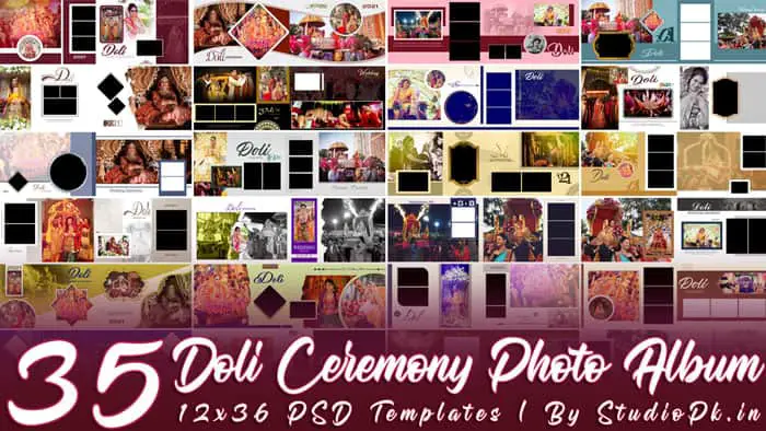 Free Download 35 Doli Ceremony Photo Album 12x36 PSD Templates
