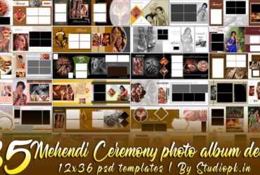 35 Mehendi Ceremony Photo Album Design 12x36 PSD Templates