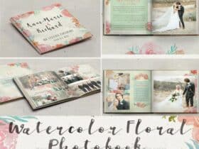 Watercolor Floral PSD Photobook For Wedding Album