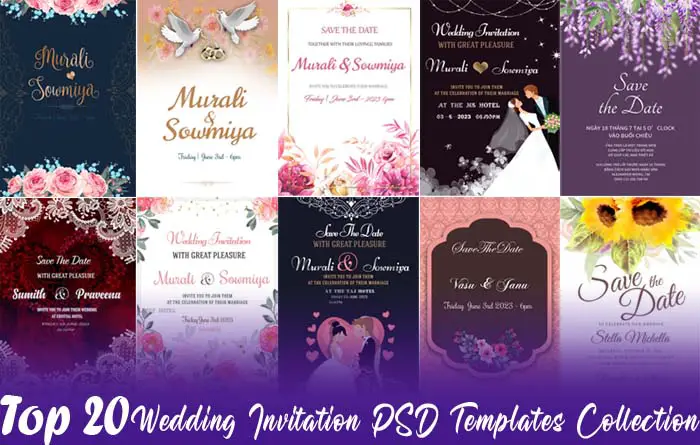 Top 20 Wedding Invitation PSD Templates Collection