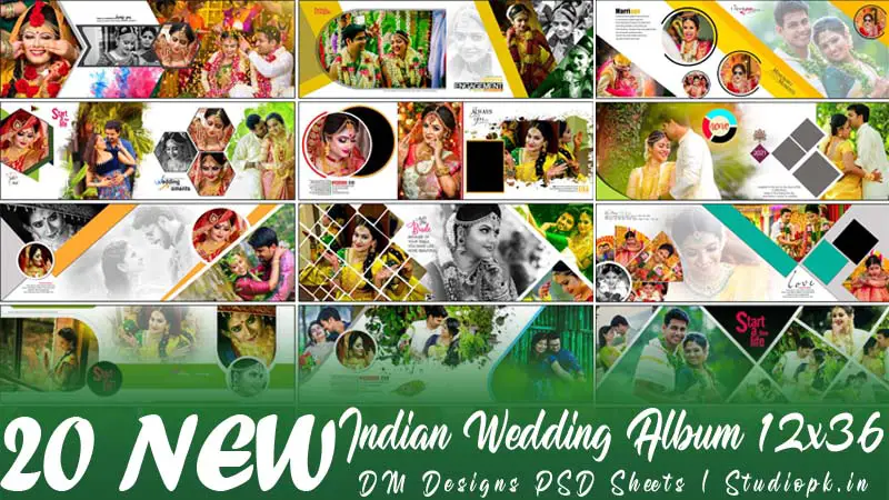 20 New Indian Wedding Album 12x36 DM Designs PSD Sheets