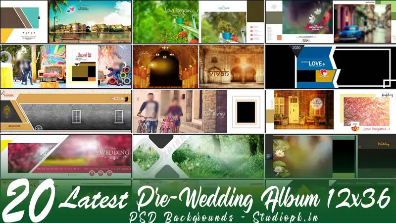 20 Latest Pre-Wedding Album 12x36 PSD Backgrounds