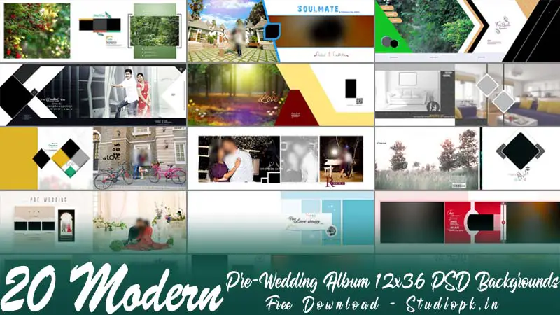 20 Modern Pre-Wedding Album 12x36 PSD Backgrounds Free Download