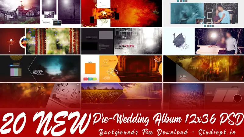 20 New Pre-Wedding Album 12x36 PSD Backgrounds Free Download
