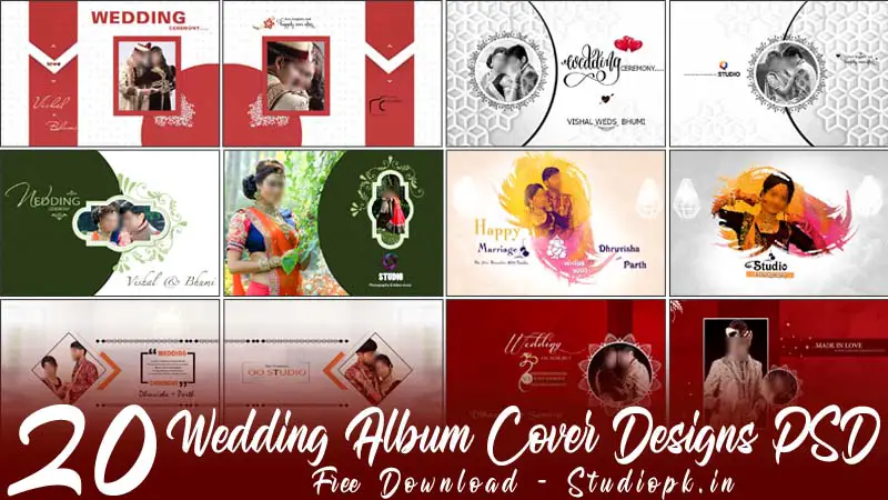 20 Wedding Album Cover Designs PSD Free Download