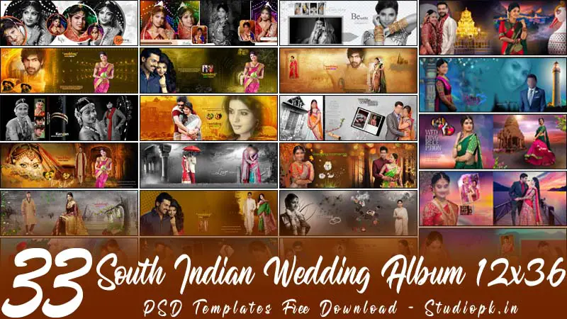 33 South Indian Wedding Album 12x36 PSD Templates Free Download