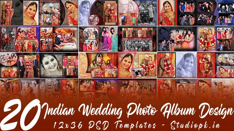 20 Indian Wedding Photo Album Design 12x36 PSD Templates