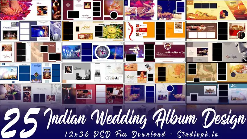 25 Indian Wedding Album Design 12x36 PSD Free Download