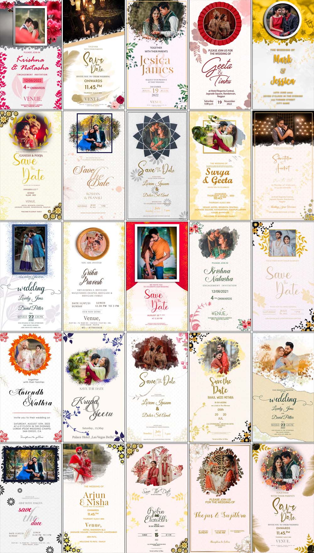 25 Wedding Invitation Card & Save The Date PSD Templates