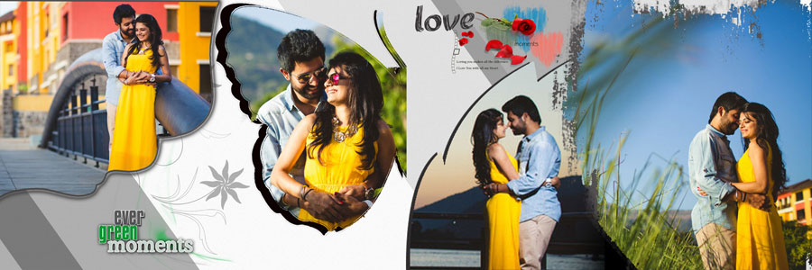 Free pre-wedding couple album layout in PSD format, design 10
