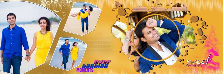 Pre-wedding couple album page PSD for Photoshop users, design 14