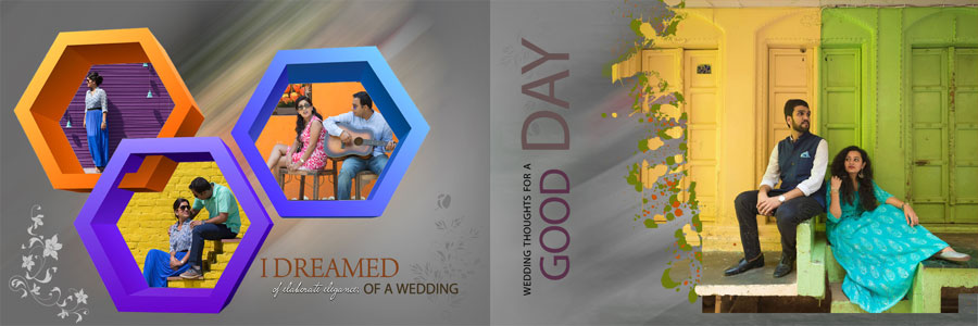 Couple photo album DM design PSD with editable layers, template 04