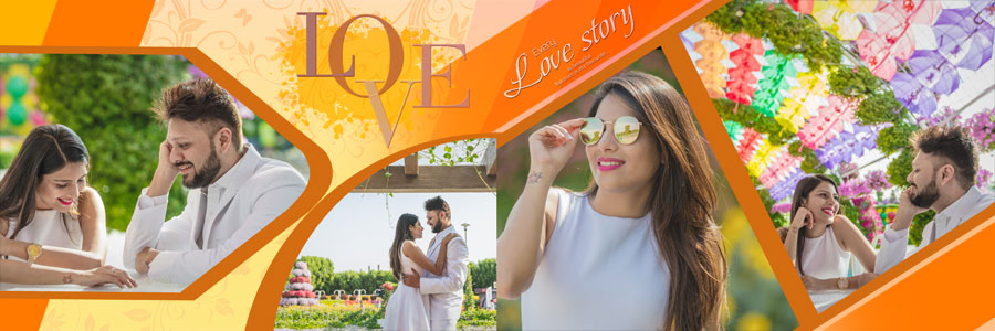 Free 12x36 pre-wedding album page design PSD, template 05