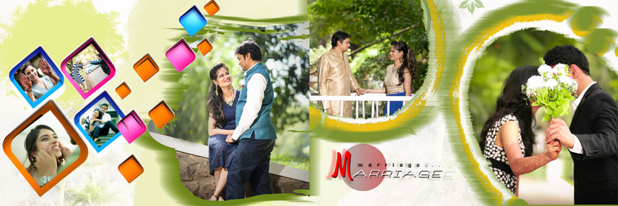 Pre-wedding couple album DM design for Photoshop CS3 to CC, template 06