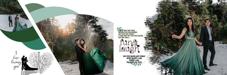 Free pre-wedding photoshoot album PSD design 12x36, preview 1