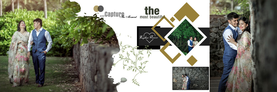 Free Photoshop PSD template for a 12x36 pre-wedding album, preview 11