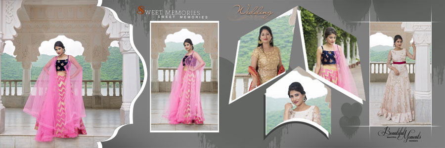 Pre-wedding photoshoot album Photoshop template in 12x36 format, preview 14