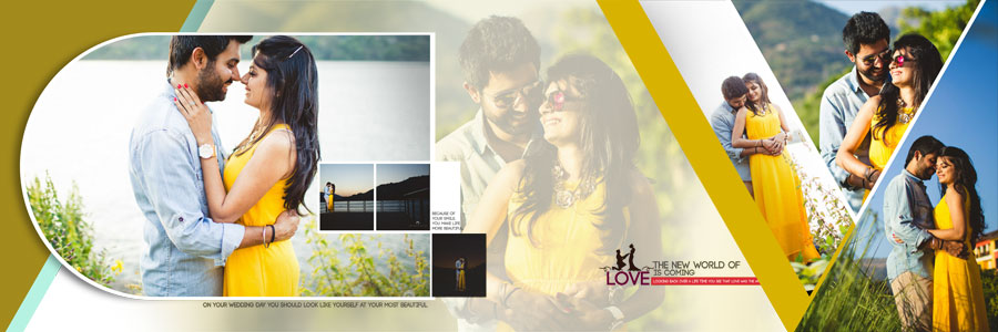 Free pre-wedding album page design PSD for couple portraits, preview 15
