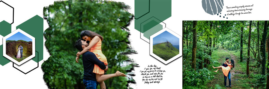 12x36 pre-wedding couple photo album template PSD, preview 16