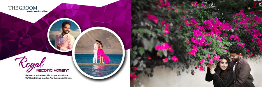 Pre-wedding photo album PSD design for Photoshop in 12x36 format, preview 20