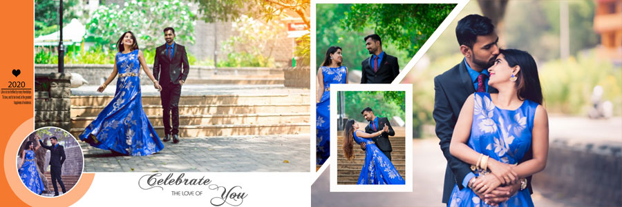 Free pre-wedding couple album PSD template 12x36, preview 6