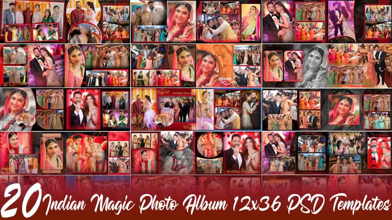 20 Indian Magic Photo Album 12x36 PSD Templates