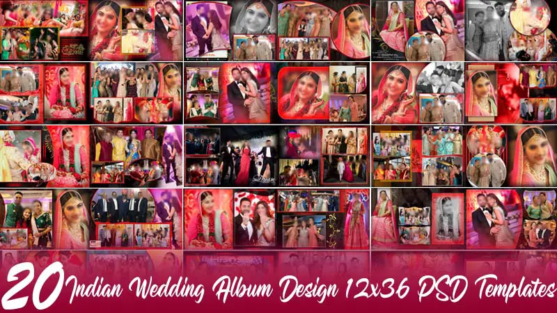 20 Indian Wedding Album Design 12x36 PSD Templates