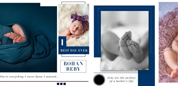Newborn Baby Photo Album Design 12x36 PSD Template