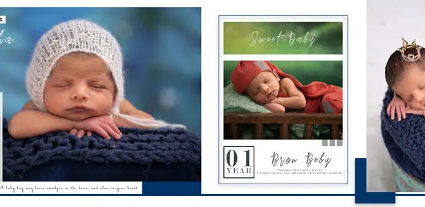Newborn Baby Photo Album Design 12x36 PSD Template 01