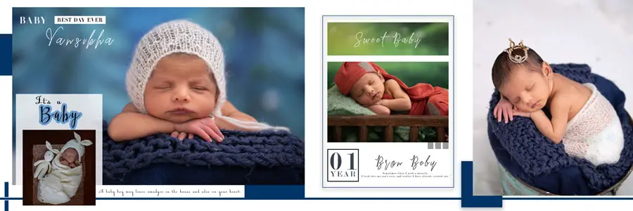 Newborn Baby Photo Album Design 12x36 PSD Template 01