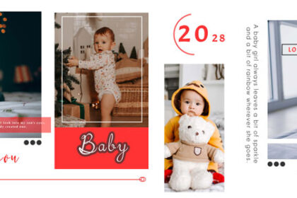 Newborn Baby Photo Album Design 12x36 PSD Template 04