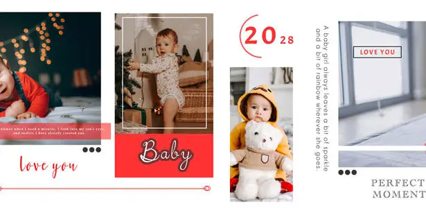 Newborn Baby Photo Album Design 12x36 PSD Template 04