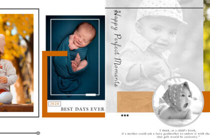Newborn Baby Photo Album Design 12x36 PSD Template 05