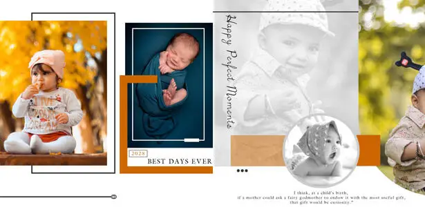 Newborn Baby Photo Album Design 12x36 PSD Template 05