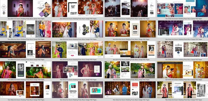 New Bride And Groom Wedding Photo Album Design PSD Pages