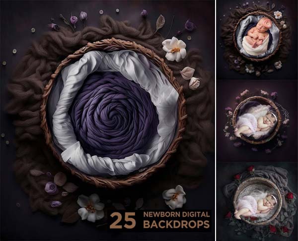 25 Newborn Digital Backdrops