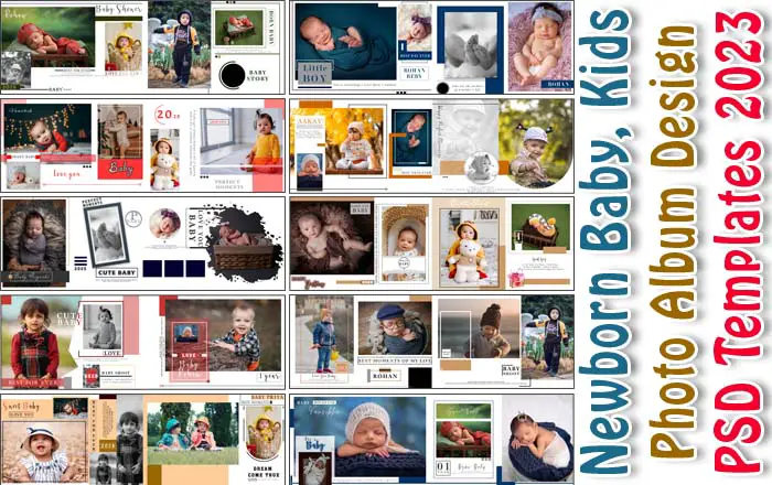 10 Newborn Baby, Kids Photo Album Design PSD Templates 2023