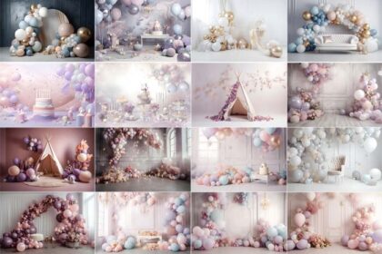 (18) 1st Birthday Cake Smash Digital Backdrop Bundle