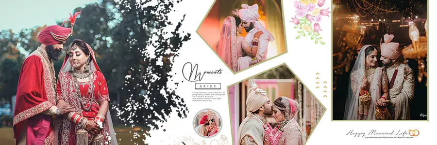 Wedding Couple Closeup Portrait Album Design PSD