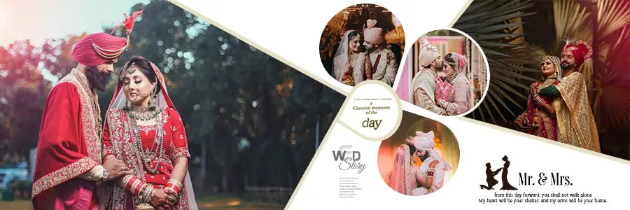 Wedding Couple Closeup Portrait Album Design PSD